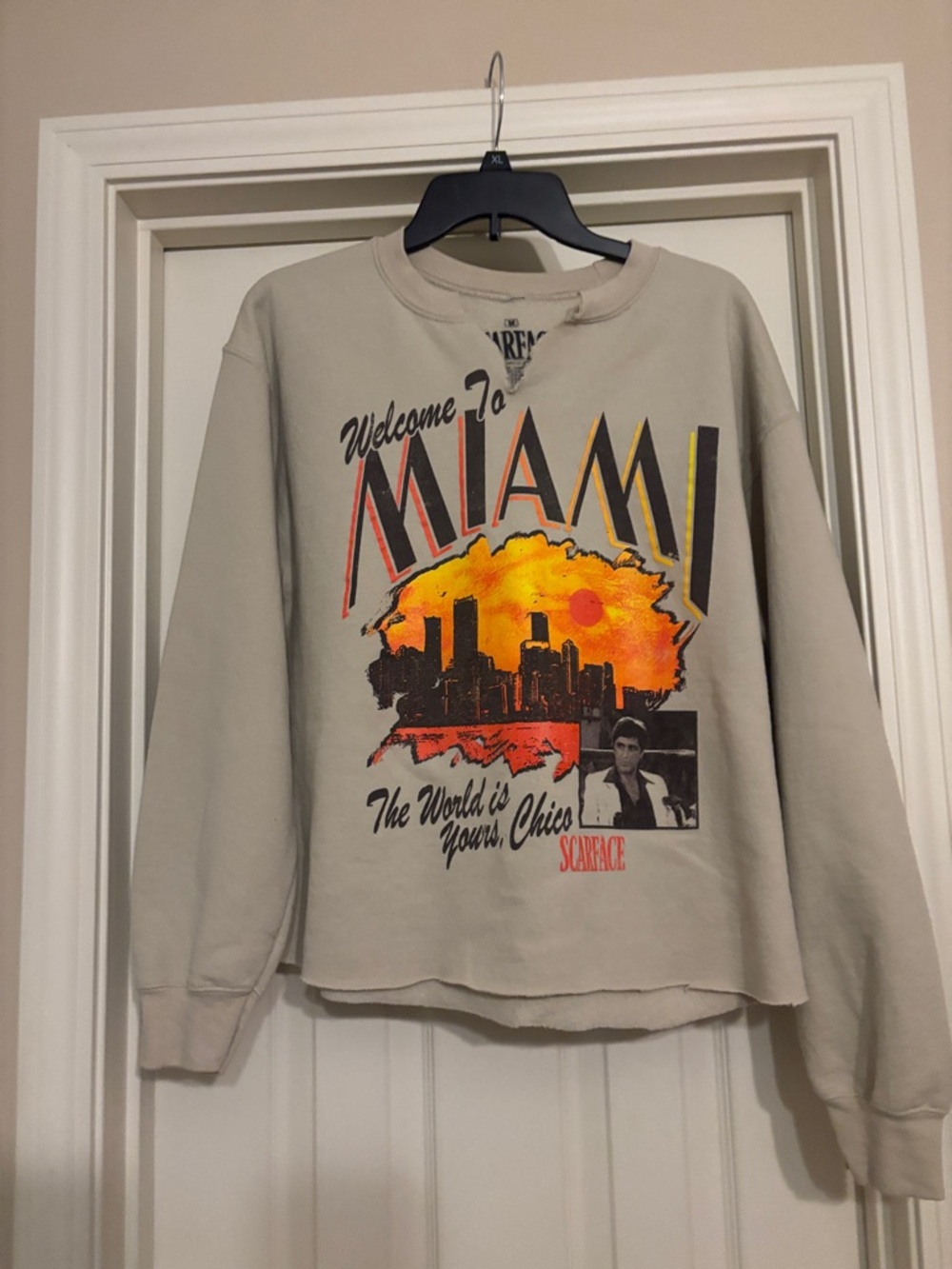 Scarface comfy sweat shirt tan Medium  Cut to be stylish